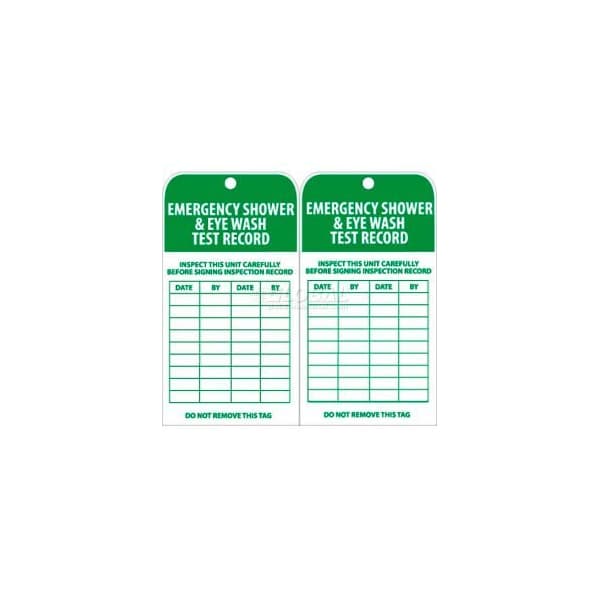 Nmc NMC RPT37 Tags, Emergency Shower And Eye Wash Test Record, 6" X 3